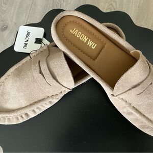 NWT Jason Wu Women’s Slip-On Loafer Mules in Taupe, Size 8.5